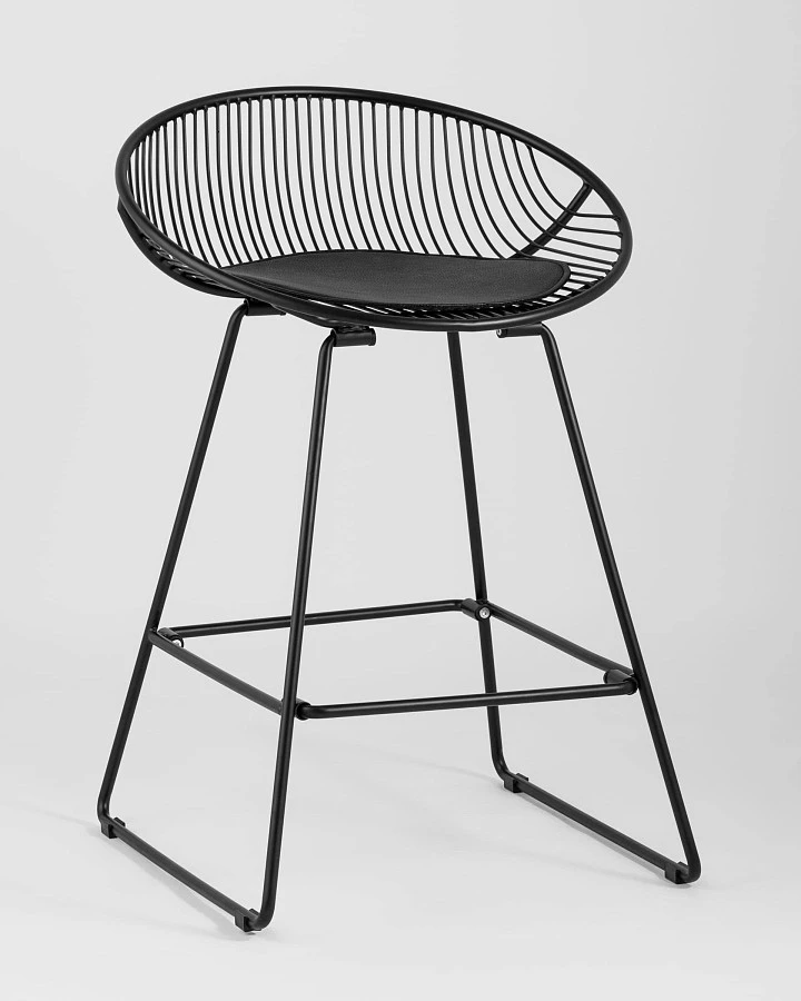 Стул полубарный UFO черный с черной подушкой - фото 2