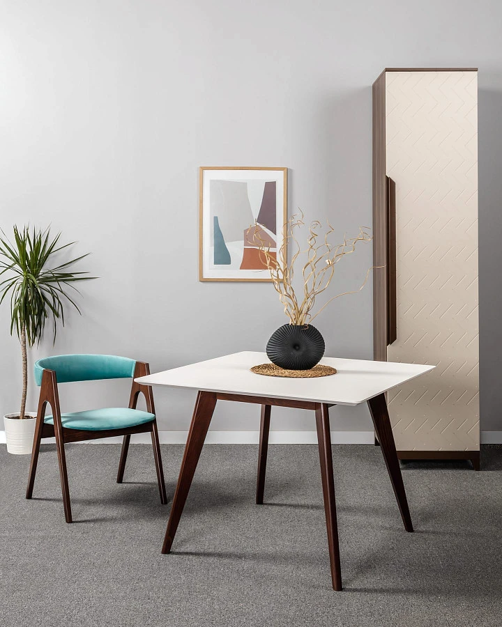 Стол Лунд 960*960 Белый Темный орех - фото 7