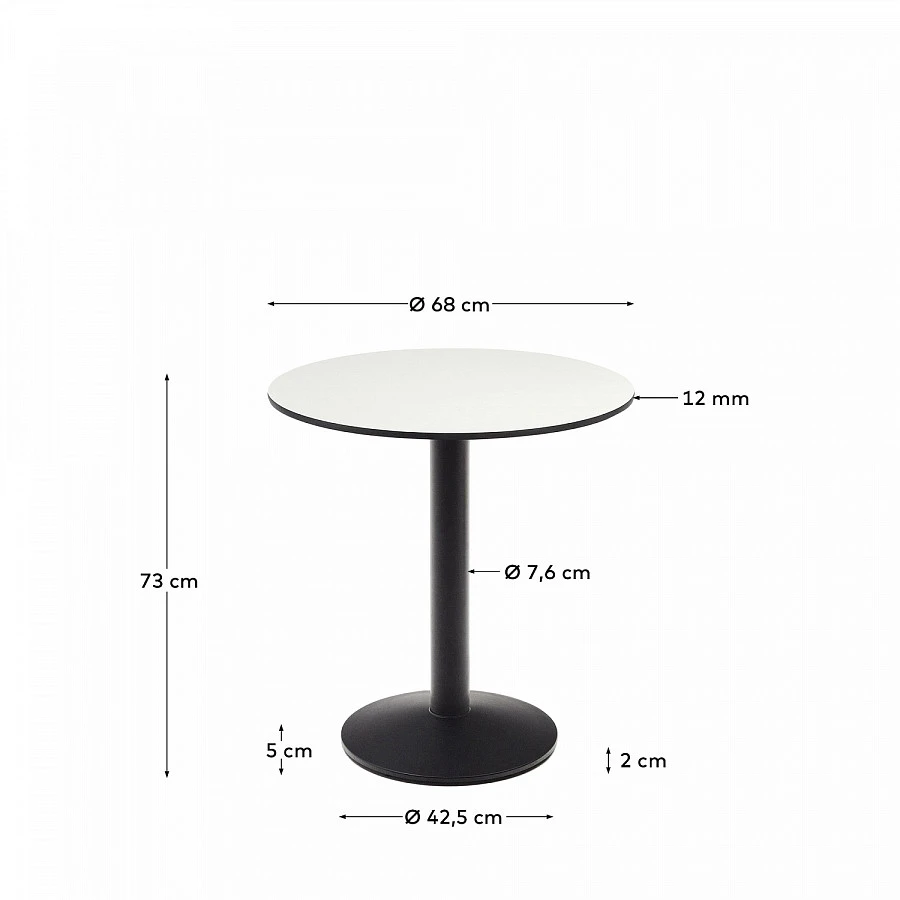 Esilda Садовый Стол белый/черн.мет.осн. Ø70x70 - фото 2
