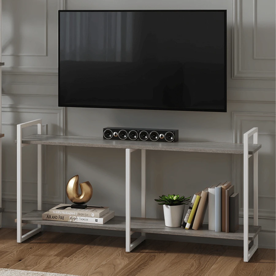 ТВ-тумба Мальборк 2 Смоук белое основание лофт - фото 5