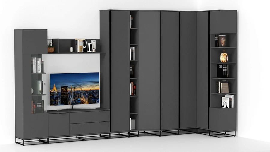 Шкаф двухстворчатый City графит/40см - фото 7