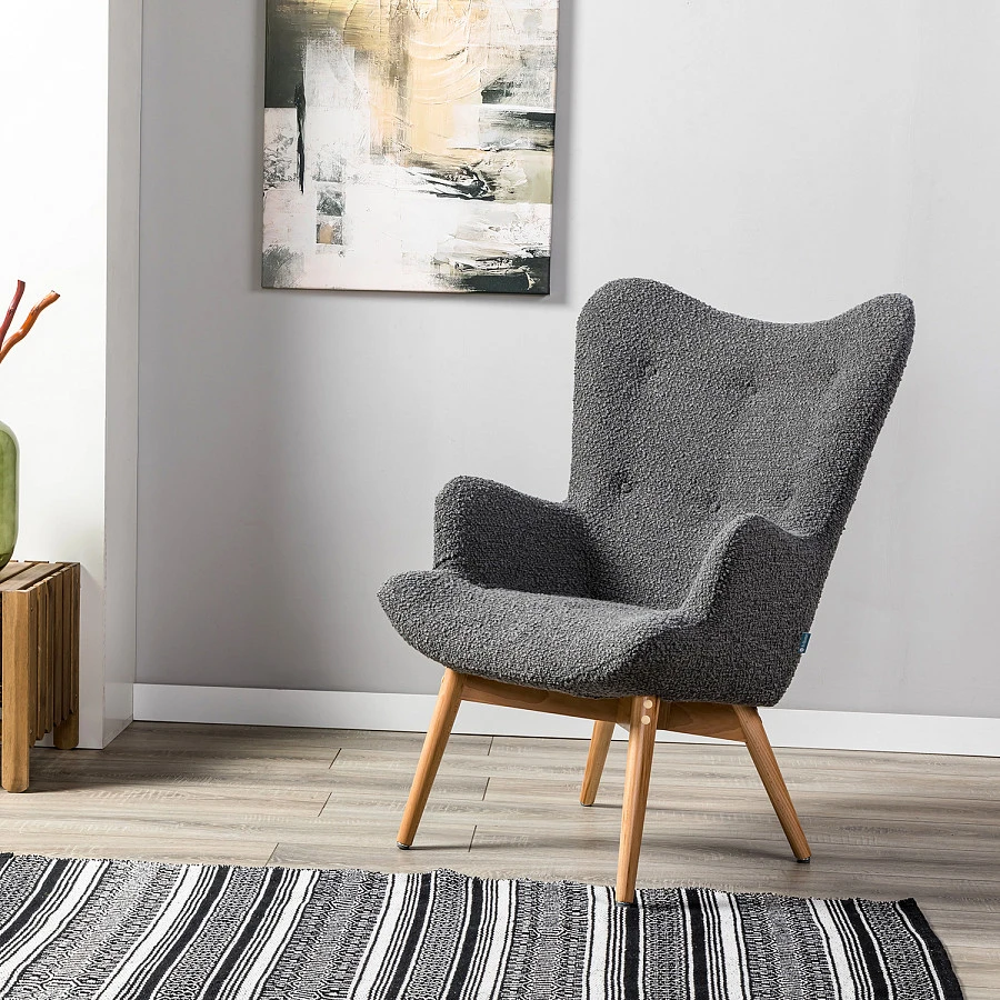 Кресло Хайбэк темно-серый/нат.бук - фото 10