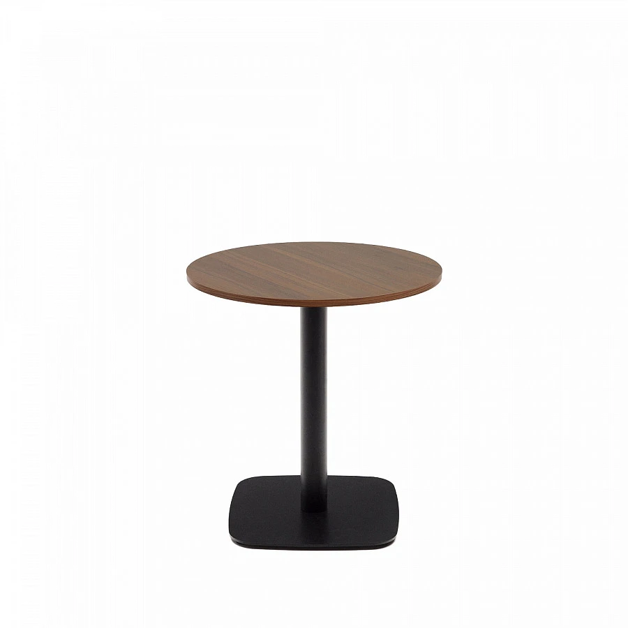 Dina Стол меламин орех./черн.мет.ножка Ø68x70