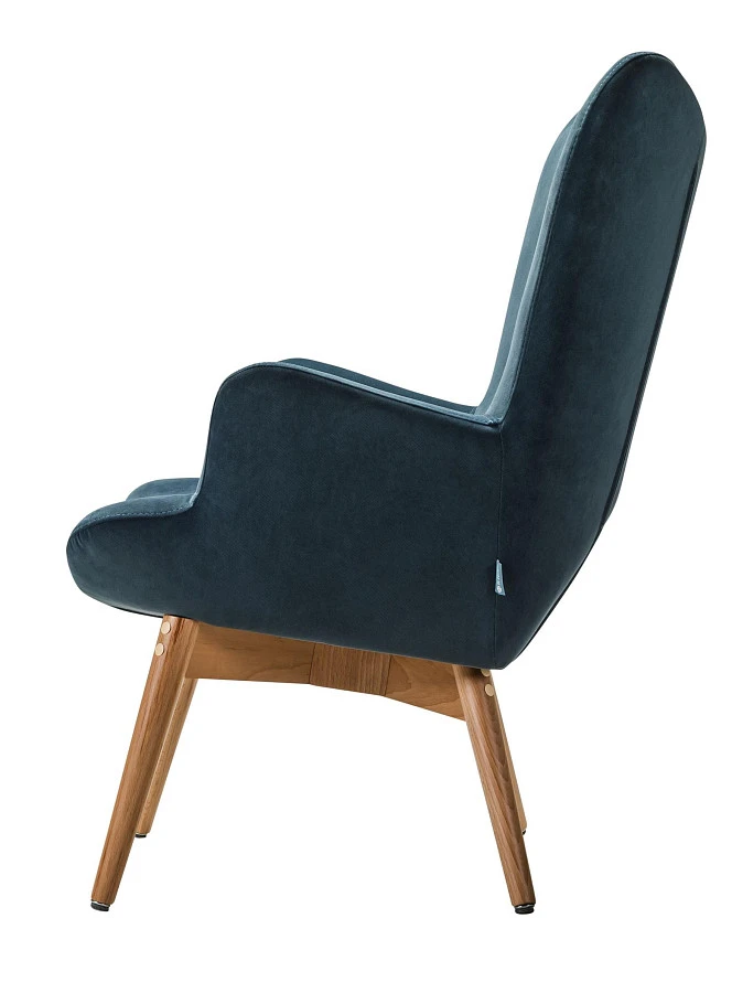 Кресло Хайбэк синий/нат.бук - фото 3