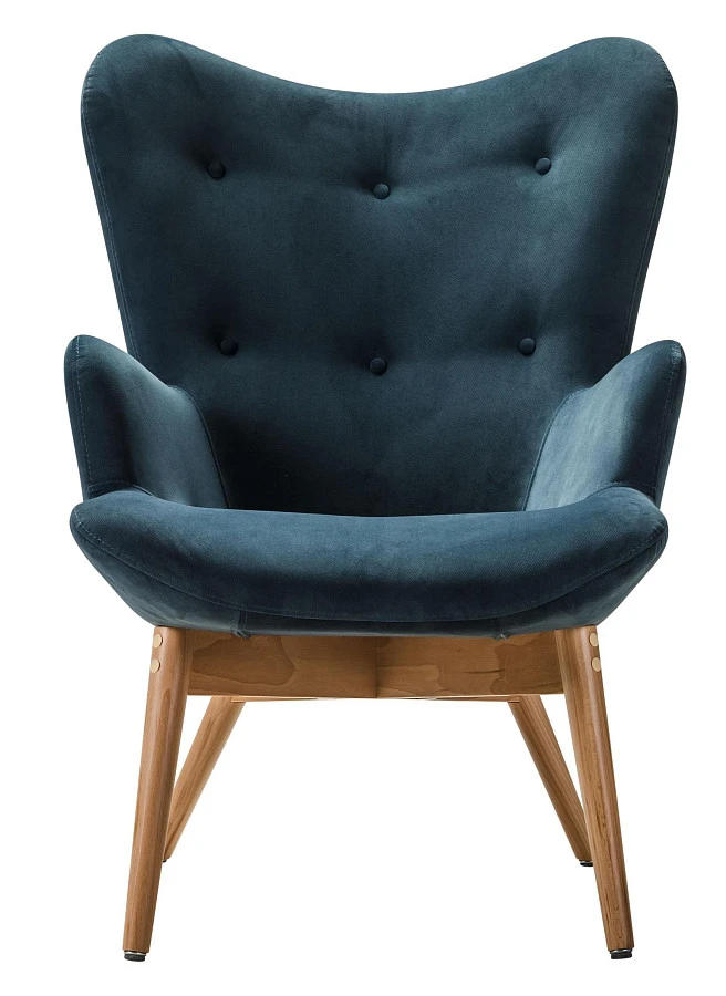 Кресло Хайбэк синий/нат.бук - фото 2