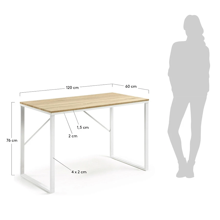 Письменный стол Lisbet 120x60 металл белый - фото 6