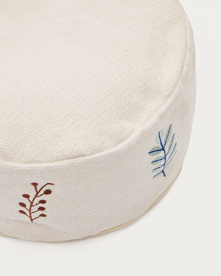 Пуф Yanil Пуф бел.хлопок с вышивкой Ø40см - фото 5