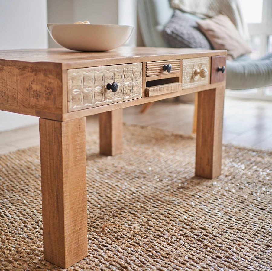 Журнальный стол из массива, ГОБИНД 5 ящиков - фото 6