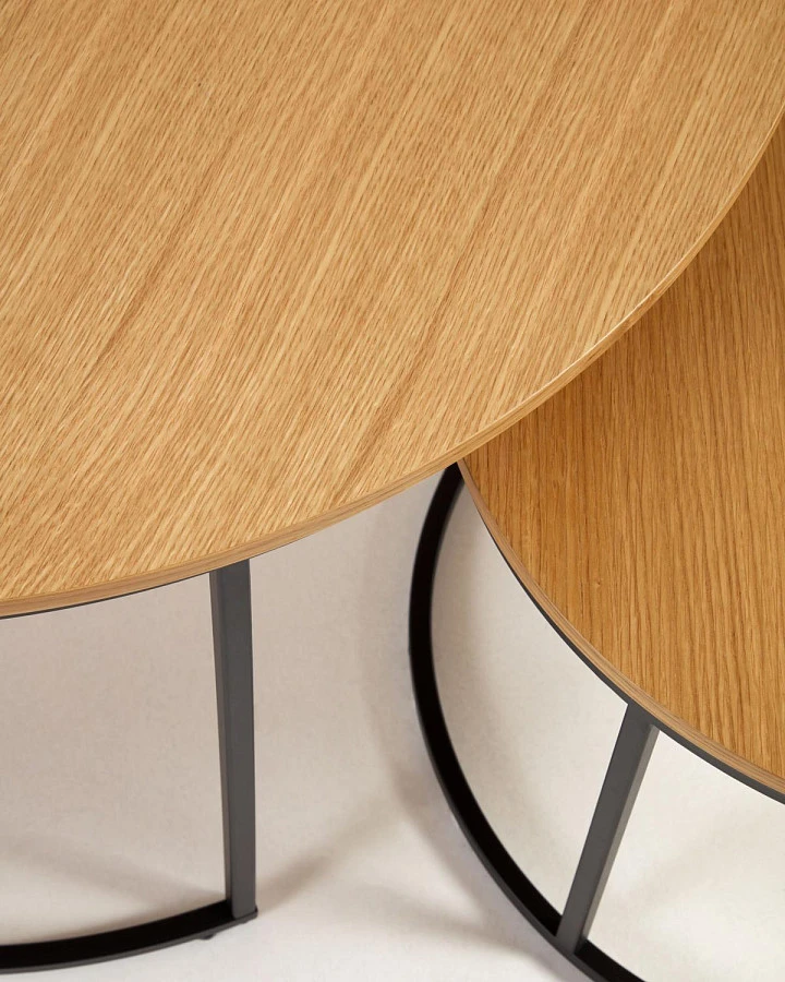 Набор из 2 столов Yoana шпон/металл d80см/d50см - фото 5