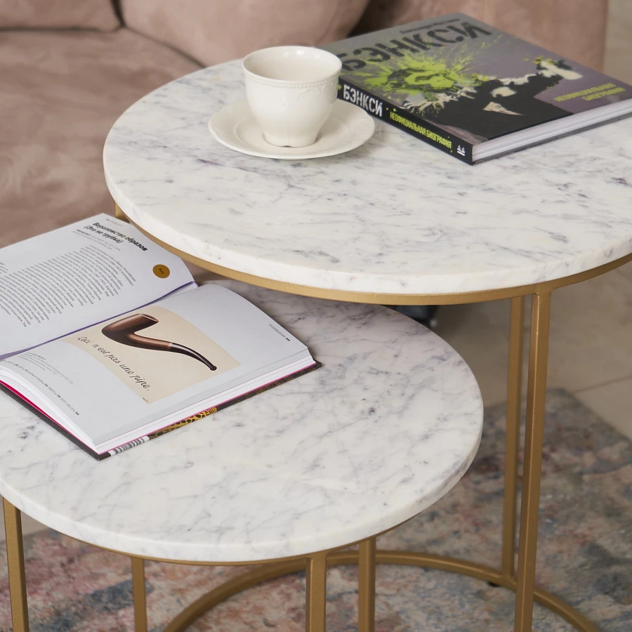 Столики из мрамора, набор БРУНИ Вайт - фото 3