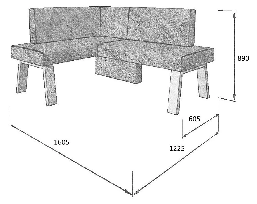 Диван кухон. Alto 120-158 L 26 1225*1605*810 - фото 2