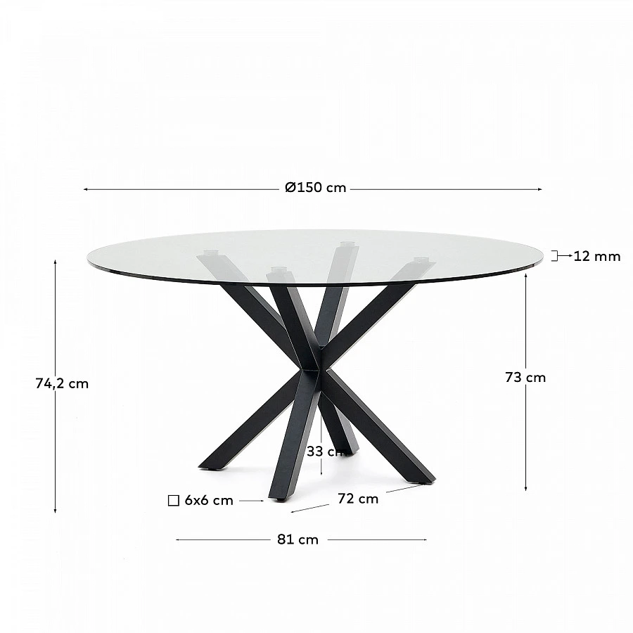 Стол Argo стекло/черн.стальн.ножки Ø150см - фото 5