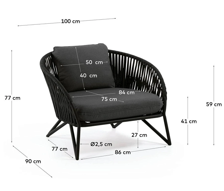 Веревочное кресло Branzie черное - фото 15