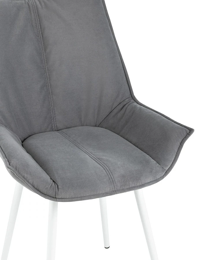 Стул Осло велюр серый белые ножки - фото 6