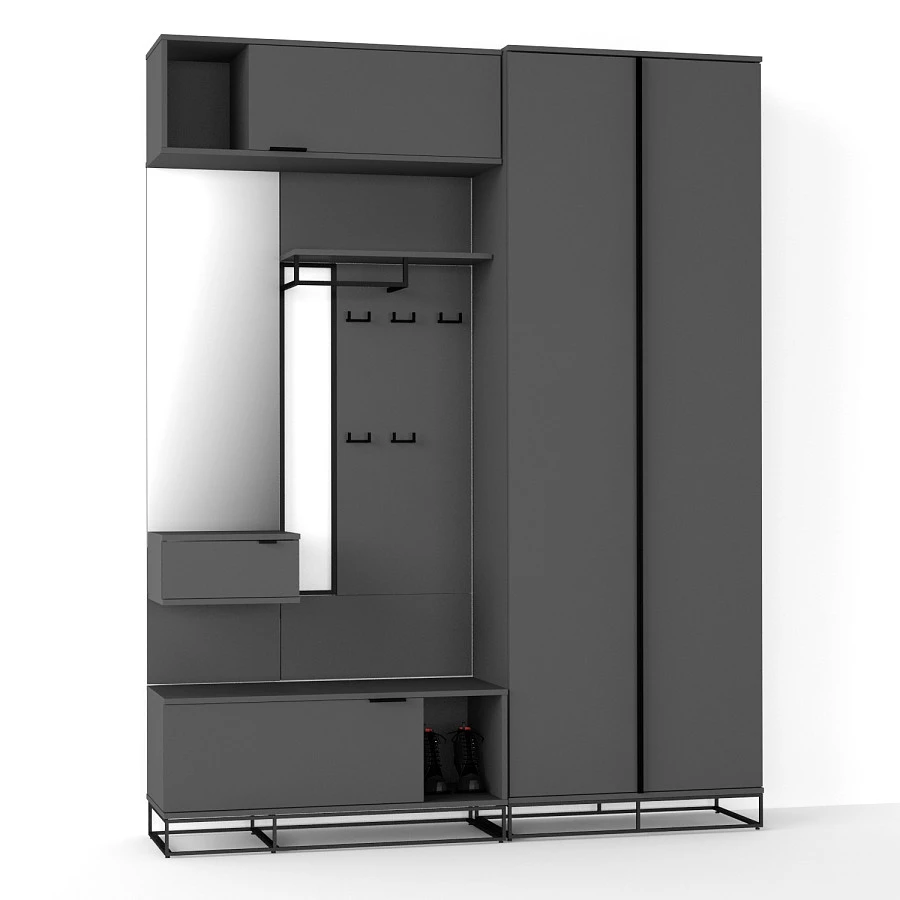 Шкаф двухстворчатый City графит/40см - фото 9