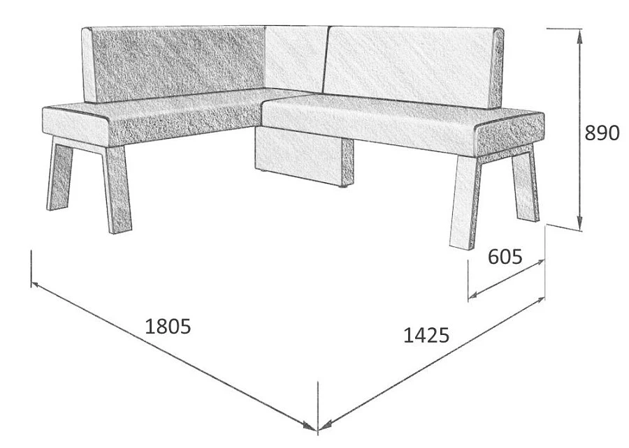Диван кухон. Alto 140-178 L 29 1425*1805*830 - фото 2