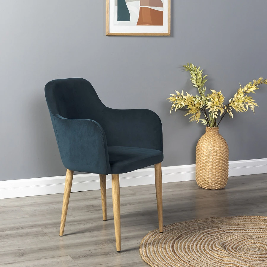 Кресло Ledger Diag blue/нат.дуб - фото 6