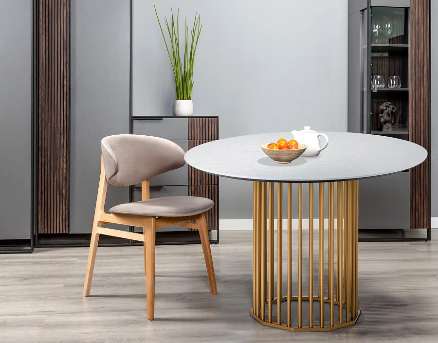 Стол обеденный Patrik д.110 мрамор Бианко/золото - фото 4