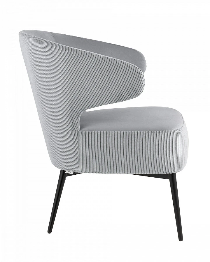 Кресло лаунж Royal Stripes велюр серый - фото 4
