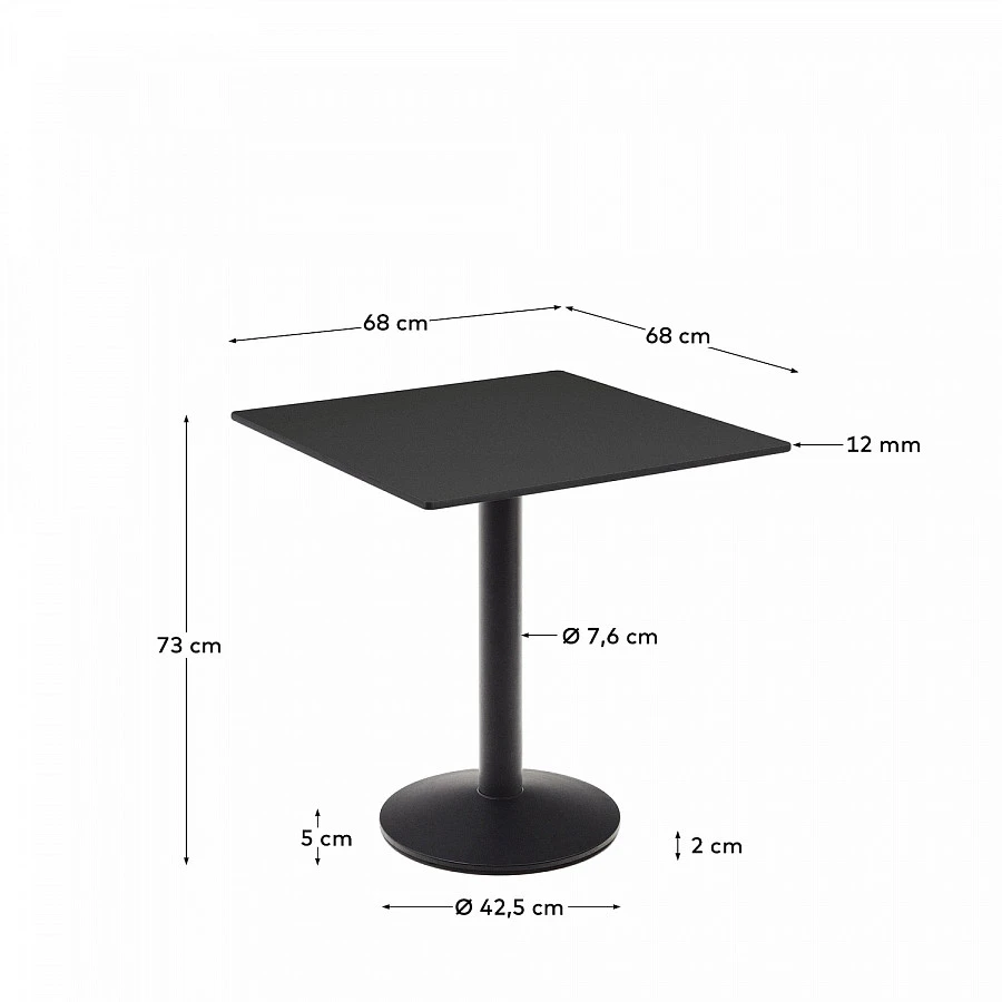 Esilda Уличный стол черн./черн.мет.осн. 70x70 - фото 3