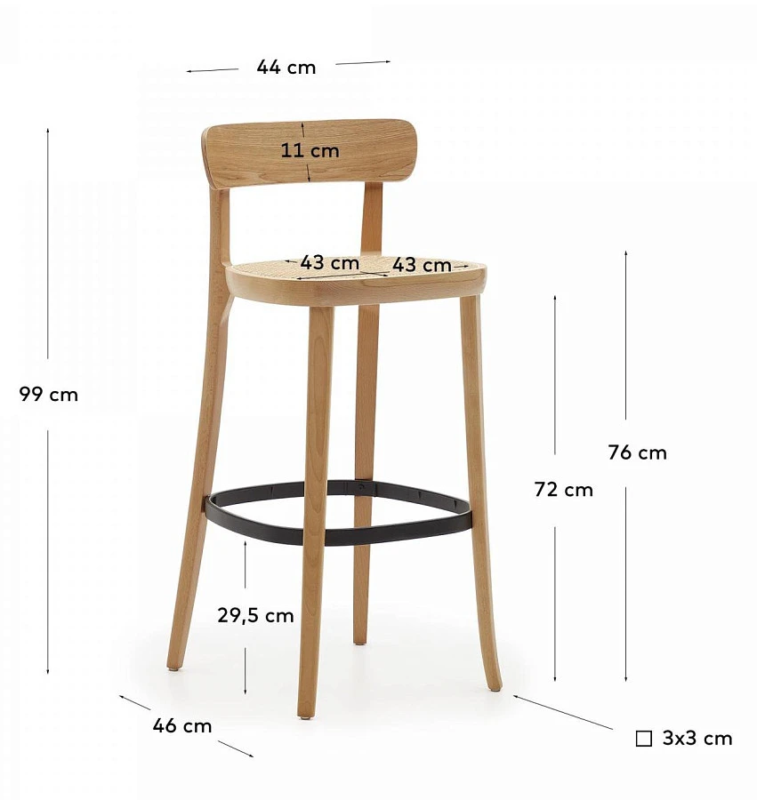 Барный стул Romane из бука/шпона ясеня/ротанг - фото 6