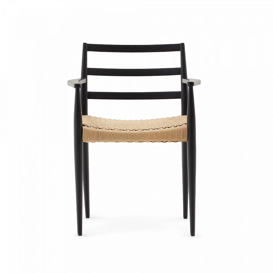 Analy Стул массив дуба с черн.отд./сид.веревка - фото 4