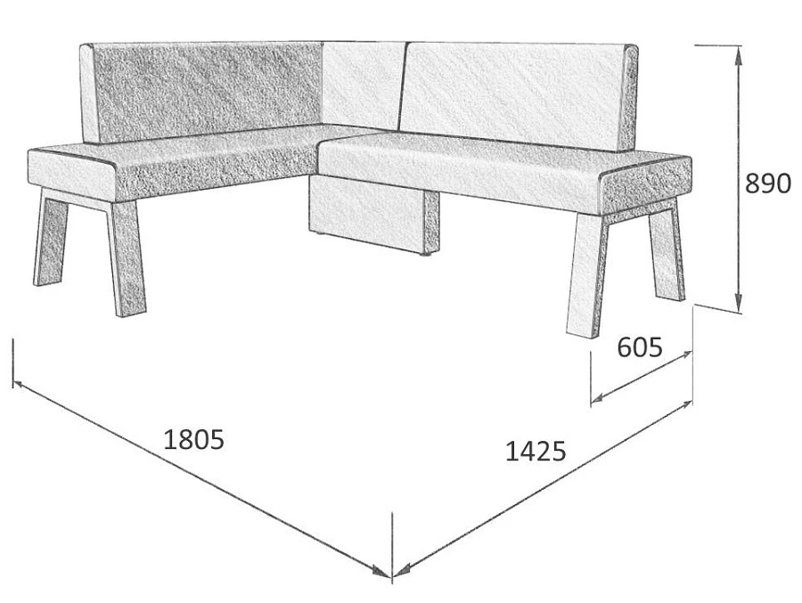 Диван кухон. Alto 140-178 L 5 1425*1805*830 - фото 2