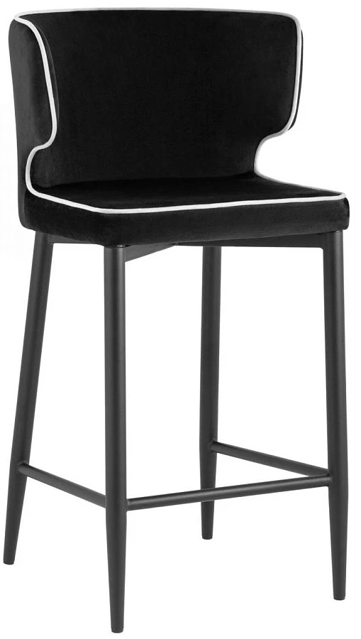 Стул полубарный Матео с кантом велюр черный