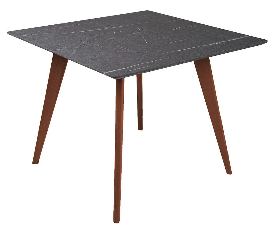 Стол Лунд 860*860 мрамор Графит Темный орех