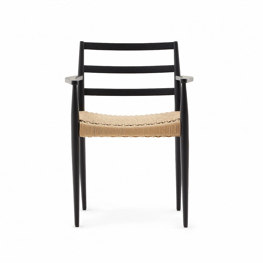 Analy Стул массив дуба с черн.отд./сид.веревка - фото 5