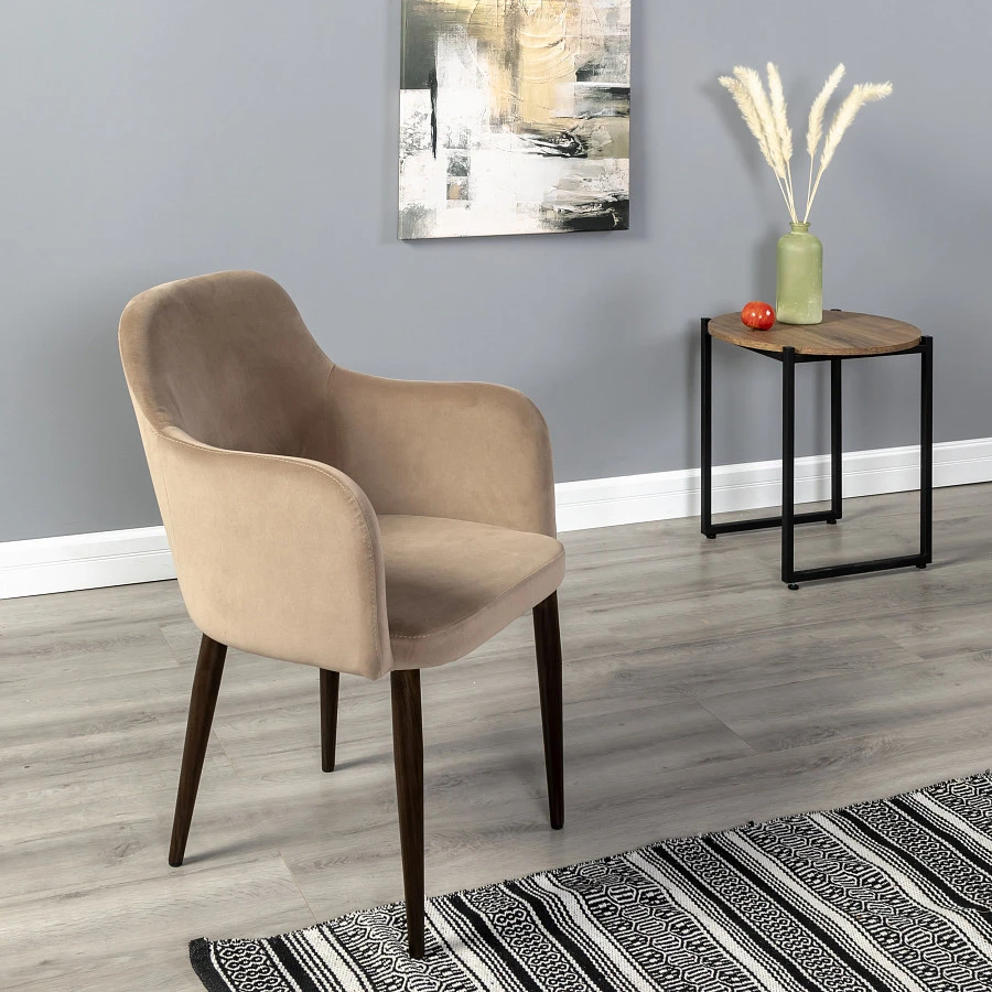 Кресло Ledger Diag beige/т. орех - фото 7