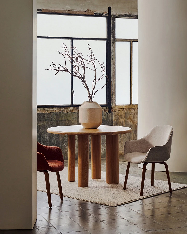 Стул Aleli бежевый из синели и орехового ясеня  - фото 2