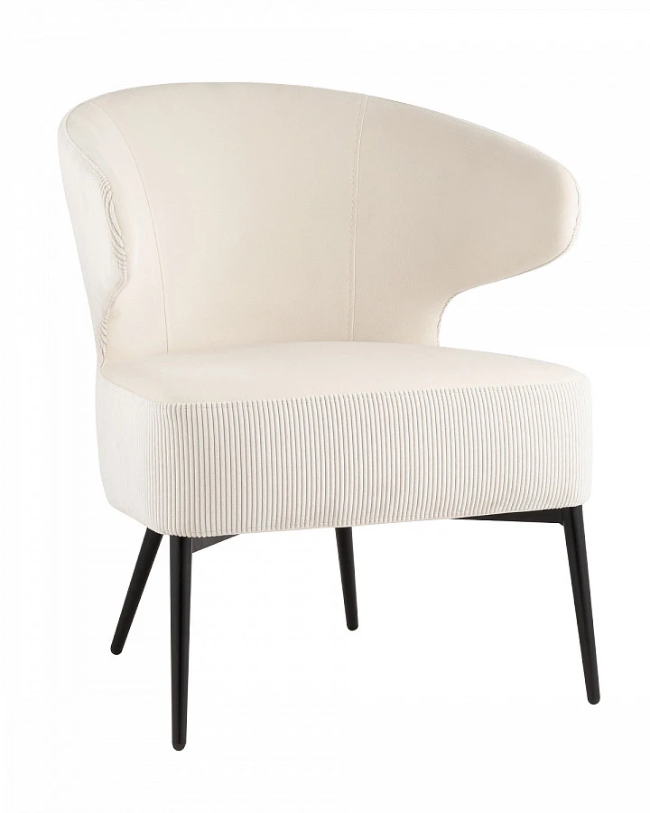 Кресло лаунж Royal Stripes велюр молочный