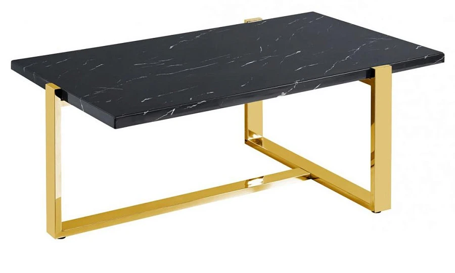 Столик Тоби 109*66 черный мрамор сталь золото
