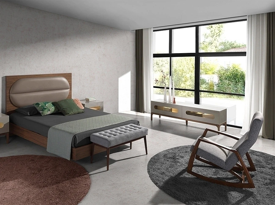 Кресло-качалка 5106/WD972 из серой ткани - фото 6