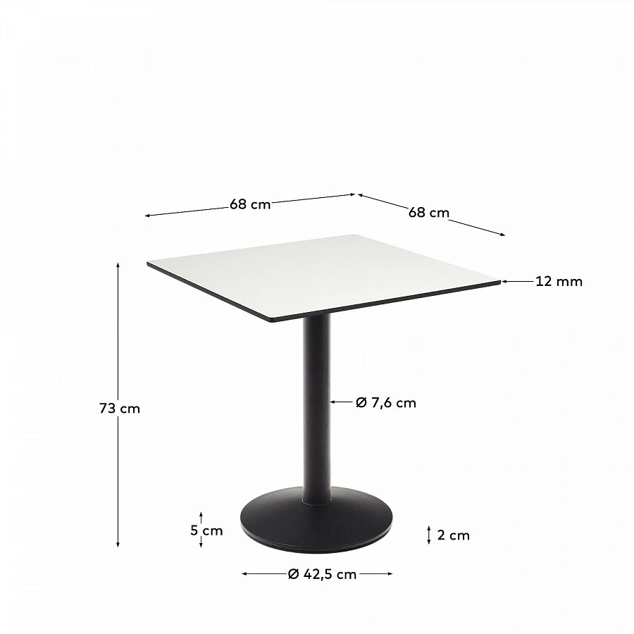 Esilda Уличный стол белый/черн.мет.осн. 70x70 - фото 3