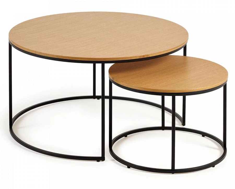 Набор из 2 столов Yoana шпон/металл d80см/d50см