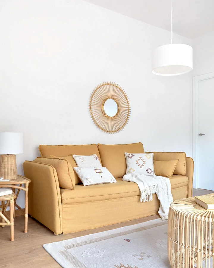 Диван-кровать Tanit горчичный/массива бука 210см - фото 5