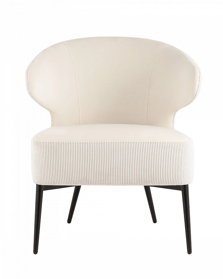 Кресло лаунж Royal Stripes велюр молочный - фото 3