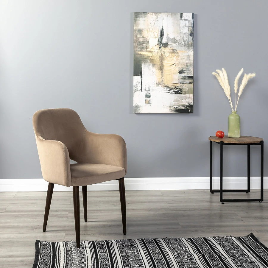 Кресло Ledger Diag beige/т. орех - фото 6