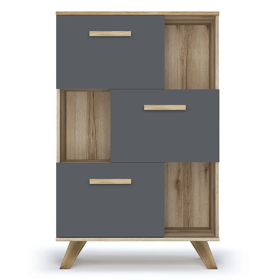 Шкаф низкий с нишами Вега Скандинавия Дуб каньон - фото 6