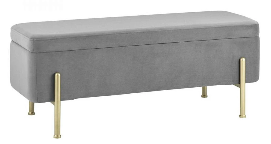 Банкетка Болейн с ящиком велюр серый