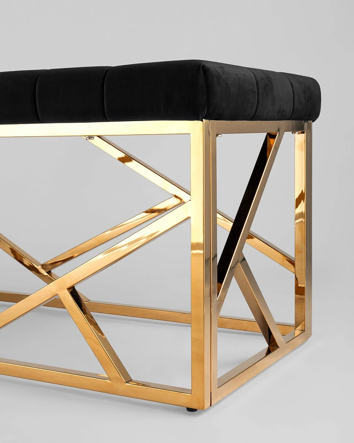 Банкетка-скамейка АРТ ДЕКО черная/золото - фото 5