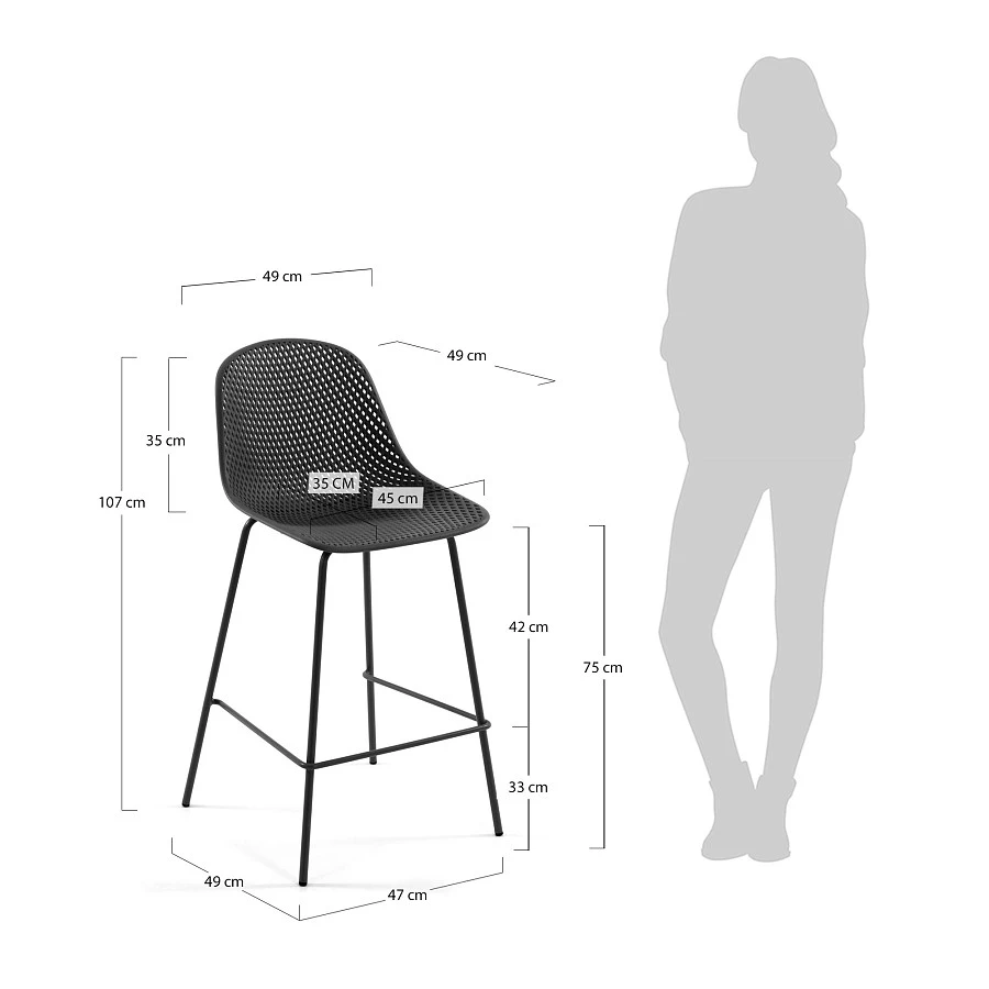 Барный стул Quinby серый - фото 6