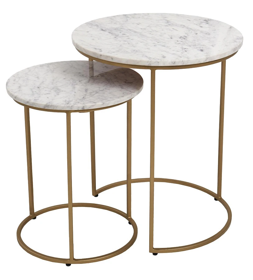 Столики из мрамора, набор БРУНИ Вайт