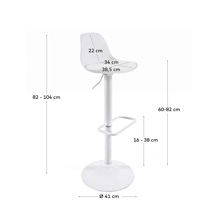 Барный стул Orlando-T из белой синтетической кожи и белой матовой стали 60-82 см - фото 8