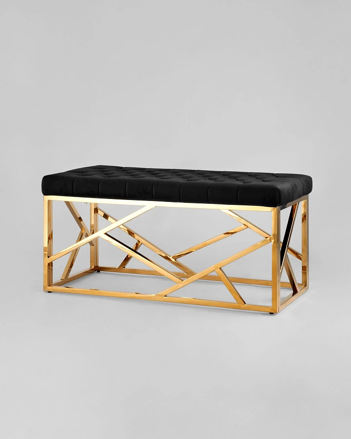 Банкетка-скамейка АРТ ДЕКО черная/золото - фото 2