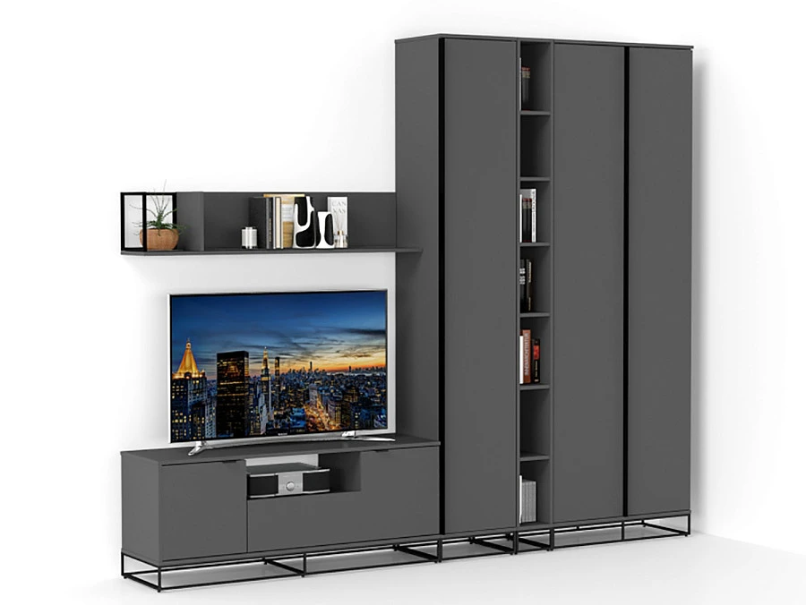 Шкаф двухстворчатый City графит/40см - фото 3