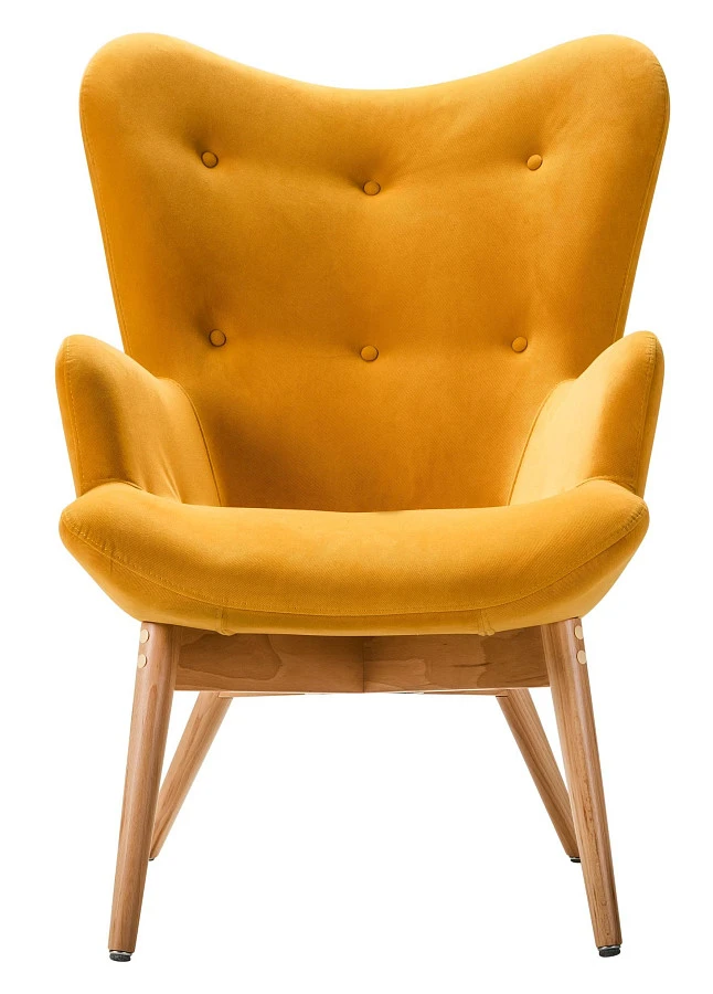 Кресло Хайбэк желтый/нат.бук - фото 2