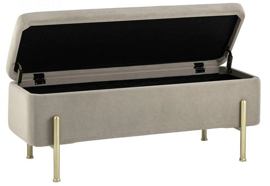 Банкетка Болейн с ящиком велюр бежевый - фото 3